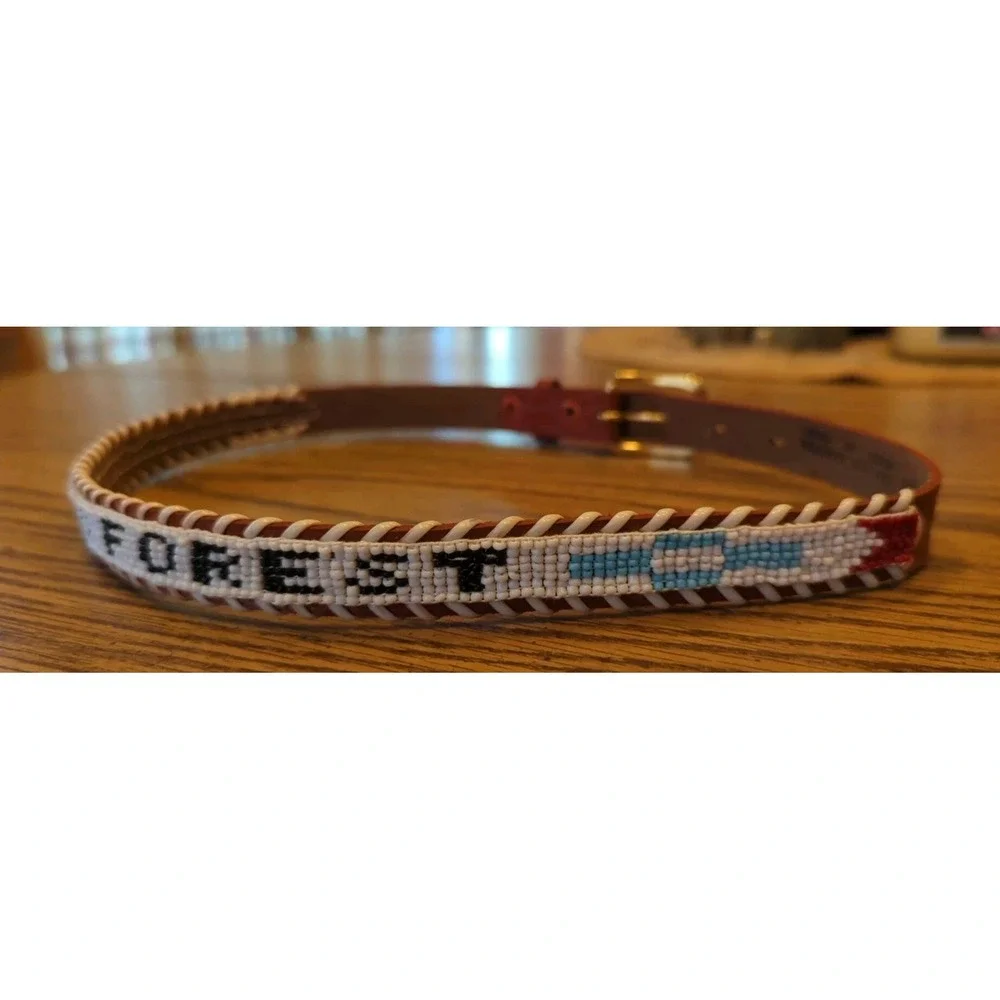 NOS Magic Forest Lake George NY Novelty Beaded Leather Belt Kids Youth Adult 26